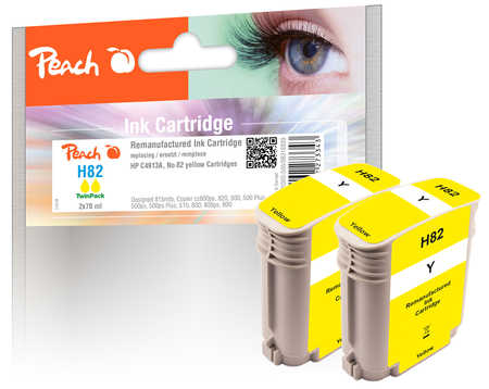 Peach HP 82 XLy 2 Druckerpatronen 2*ye ersetzt HP No. 82XL y*2, C4913A*2 für z.B. HP DesignJet 10 PS, HP DesignJet 120, 