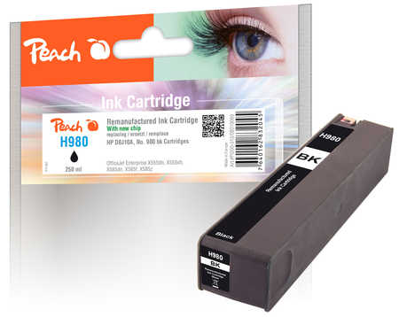 Peach HP 980 bk Druckerpatrone bk ersetzt HP No. 980 bk, D8J10A für z.B. HP OfficeJet Enterprise Color Flow X 585 z MFP