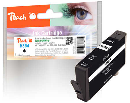 Image of Peach H364phbk Druckerpatrone bkph ersetzt HP No. 364 phbk, CB317EE für z.B. HP PhotoSmart 7510 e-All-in-One, HP PhotoSmart 7520 e All-in-Onebei 3ppp3 Peach online Shop