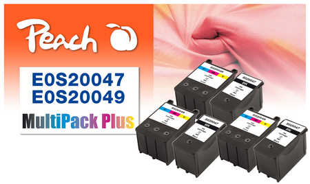 Peach E020 6 Druckerpatronen bk ersetzt Epson S020047, S020049 für z.B. Epson Machjet 1500 K, Epson Machjet 3000 C, Epson Machjet 3000 CU
