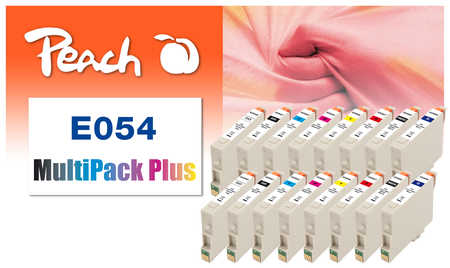 Peach E54 16 Druckerpatronen (2*bkph, bkmt, cy, ma, ye, re, bl, go) ersetzt Epson T054 für z.B. Epson Stylus Photo R 180