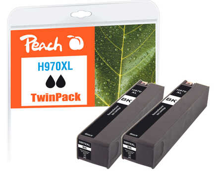 Peach HP 970 XLbk 2 Druckerpatrone XL 2*bk ersetzt HP No. 970XL bk*2, CN625A*2 für z.B. HP OfficeJet Pro X 450, HP Offic