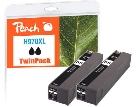 Peach HP 970 XLbk 2 Druckerpatrone XL 2*bk ersetzt HP No. 970XL bk*2, CN625A*2 für z.B. HP OfficeJet Pro X 450, HP Offic