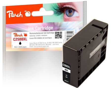 Image of Peach C2500XLBK Druckerpatrone XL bk ersetzt Canon PGI-2500XLBK, 9254B001 für z.B. Canon Maxify MB 5050, Canon Maxify MB 5150bei 3ppp3 Peach online Shop