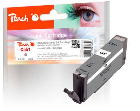 Image of Peach C551GY Druckerpatrone gy ersetzt Canon CLI-551GY, 6215B001 für z.B. Canon Pixma IP 8750, Canon Pixma MG 7550, Canon Pixma MG 6350bei 3ppp3 Peach online Shop