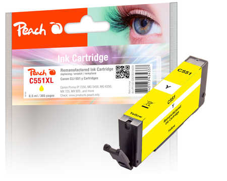 Image of Peach C551Y Druckerpatrone ye ersetzt Canon CLI-551Y, 6511B001 für z.B. Canon Pixma IP 7250, Canon Pixma MX 925, Canon Pixma IP 8750bei 3ppp3 Peach online Shop