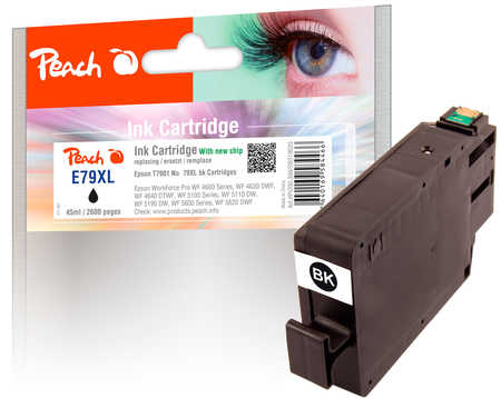 Image of Peach E79XLbk Druckerpatrone XL bk ersetzt Epson No. 79XL bk, C13T79014010 für z.B. Epson WorkForce Pro WF -4600, Epson WorkForce Pro WF -4630 DWFbei 3ppp3 Peach online Shop