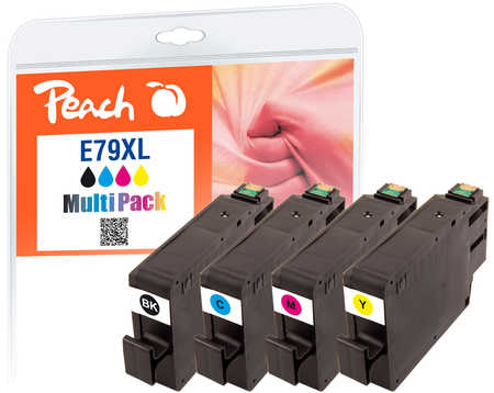 Peach E79 XL 4 Druckerpatronen XL (bk, c/m/y) ersetzt Epson No. 79XL, C13T79054010 für z.B. Epson WorkForce Pro WF -4600