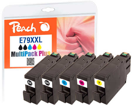 Image of Peach E79XXL 5 Druckerpatronen XXL (BK, C, M, Y) ersetzt Epson No. 79XXL, C13T78954010 für z.B. Epson WorkForce Pro WF -5100bei 3ppp3 Peach online Shop