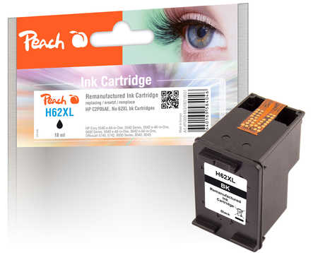 Peach HP 62 XLbk Druckkopf XL bk ersetzt HP No. 62XL bk, C2P05AE für z.B. HP Envy 5644 e-All-in-One, HP OfficeJet 250 Mo