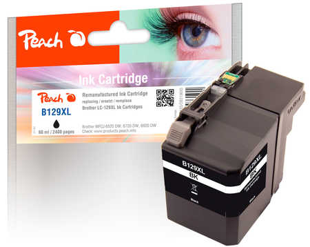 Image of Peach B129XLBK Druckerpatrone XL bk ersetzt Brother LC-129XLBK für z.B. Brother MFCJ 6520 DW, Brother MFCJ 6720 DW, Brother MFCJ 6920 DWbei 3ppp3 Peach online Shop