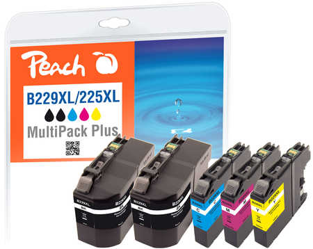 Peach B229 XLVALBP 5 Druckerpatronen XL (2*bk, c/m/y) ersetzt Brother LC-229XLVALBP für z.B. Brother MFCJ 5320 DW, Brother MFCJ 5600