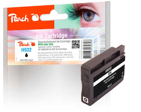 Peach Tintenpatrone schwarz kompatibel zu HP No. 932 bk, CN057A