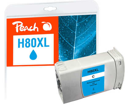 Peach HP 80 Druckerpatrone XL cy ersetzt HP 80XL C, C4846A für z.B. HP DesignJet 1050 C, HP DesignJet 1050 C Plus, HP De