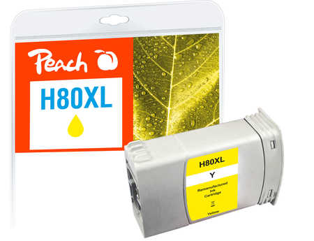 Peach HP 80 Druckerpatrone XL ye ersetzt HP 80XL Y, C4848A für z.B. HP DesignJet 1050 C, HP DesignJet 1050 C Plus, HP De