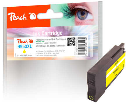 Image of Peach H953XLy Druckerpatrone XL ye ersetzt HP No. 953XL y, F6U18AE für z.B. HP OfficeJet Pro 8710, HP OfficeJet Pro 7740 WF, HP OfficeJet Pro 8210bei 3ppp3 Peach online Shop