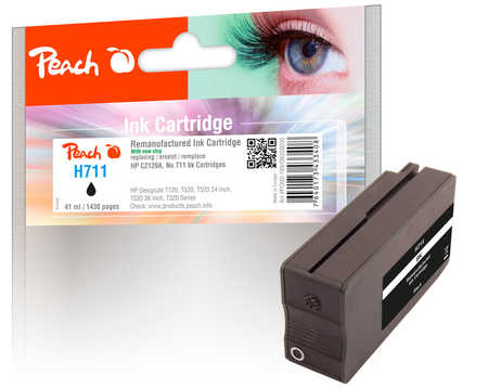 Image of Peach H711BK Druckerpatrone bk ersetzt HP No. 711 BK, CZ129AE für z.B. HP DesignJet T 120, HP DesignJet T 520, HP DesignJet T 520 24 Inchbei 3ppp3 Peach online Shop