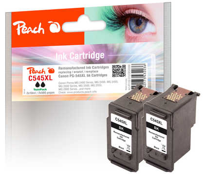 Peach C545 XL 2 Druckköpfe XL 2*bk ersetzt Canon PG-545XL*2, 8286B001*2 für z.B. Canon Pixma TS 3451, Canon Pixma TS 345