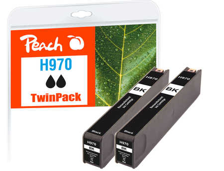 Peach HP 970 bk 2 Druckerpatrone 2*bk ersetzt HP No. 970 bk*2, CN621A*2 für z.B. HP OfficeJet Pro X 450, HP OfficeJet Pr