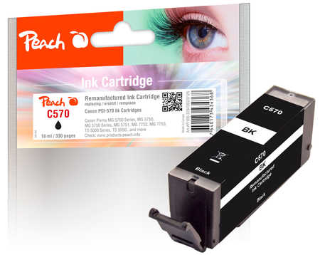 Image of Peach C570PGBK Druckerpatrone bk ersetzt Canon PGI-570PGBK, 0372C001 für z.B. Canon Pixma TS 5050, Canon Pixma TS 8050, Canon Pixma TS 5051bei 3ppp3 Peach online Shop