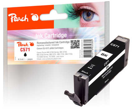 Image of Peach C571BK Druckerpatrone bkph ersetzt Canon CLI-571BK, 0385C001 für z.B. Canon Pixma TS 5050, Canon Pixma TS 8050, Canon Pixma TS 5051bei 3ppp3 Peach online Shop