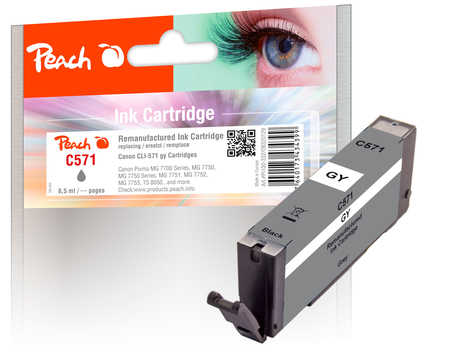 Image of Peach C571GY Druckerpatrone gy ersetzt Canon CLI-571GY, 0389C001 für z.B. Canon Pixma TS 8050, Canon Pixma MG 7750, Canon Pixma TS 8051bei 3ppp3 Peach online Shop