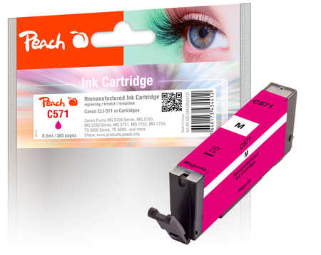 Image of Peach C571M Druckerpatrone ma ersetzt Canon CLI-571M, 0387C001 für z.B. Canon Pixma TS 5050, Canon Pixma TS 8050, Canon Pixma TS 5051bei 3ppp3 Peach online Shop