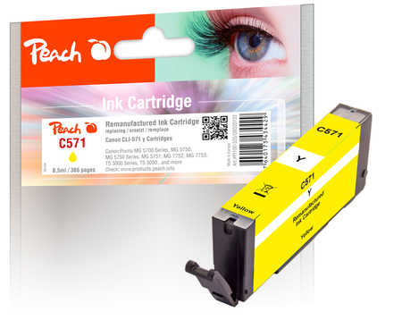 Image of Peach C571Y Druckerpatrone ye ersetzt Canon CLI-571Y, 0388C001 für z.B. Canon Pixma TS 5050, Canon Pixma TS 8050, Canon Pixma TS 5051bei 3ppp3 Peach online Shop