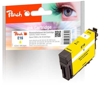 Image of Peach E16y Druckerpatrone ye ersetzt Epson No. 16 y, C13T16244010 für z.B. Epson WorkForce WF -2010 W, Epson WorkForce WF -2500bei 3ppp3 Peach online Shop