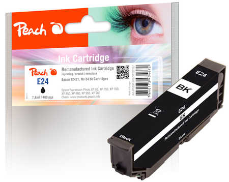 Image of Peach E24bk Druckerpatrone bk ersetzt Epson No. 24 bk, C13T24214010 für z.B. Epson Expression Photo XP -55, Epson Expression Photo XP -750bei 3ppp3 Peach online Shop