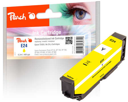 Image of Peach E24y Druckerpatrone ye ersetzt Epson No. 24 y, C13T24244010 für z.B. Epson Expression Photo XP -55, Epson Expression Photo XP -750bei 3ppp3 Peach online Shop