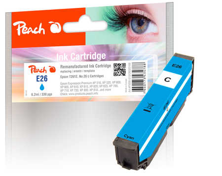 Image of Peach E26c Druckerpatrone cy ersetzt Epson No. 26 c, C13T26124010 für z.B. Epson Expression Premium XP -510, Epson Expression Premium XP -520bei 3ppp3 Peach online Shop