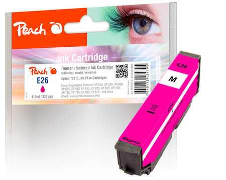 Image of Peach E26m Druckerpatrone ma ersetzt Epson No. 26 m, C13T26134010 für z.B. Epson Expression Premium XP -510, Epson Expression Premium XP -520bei 3ppp3 Peach online Shop