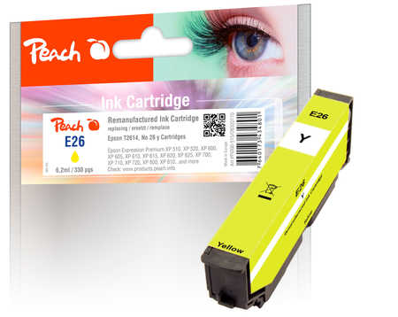 Image of Peach E26y Druckerpatrone ye ersetzt Epson No. 26 y, C13T26144010 für z.B. Epson Expression Premium XP -510, Epson Expression Premium XP -520bei 3ppp3 Peach online Shop