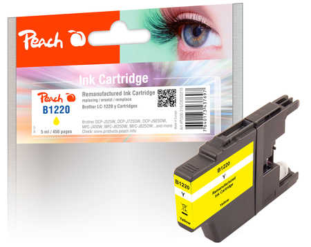 Image of Peach B1220 Y Druckerpatrone ye ersetzt Brother LC-1220Y für z.B. Brother DCPJ 725 DW, Brother MFCJ 430 W, Brother DCPJ 925 DW, Brother DCPJ 525 W
