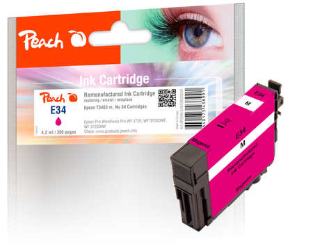 Image of Peach E34 Druckerpatrone ma ersetzt Epson T3463, No. 34 m, C13T34634010 für z.B. Epson WorkForce Pro WF -3700, Epson WorkForce Pro WF -3720 DW
