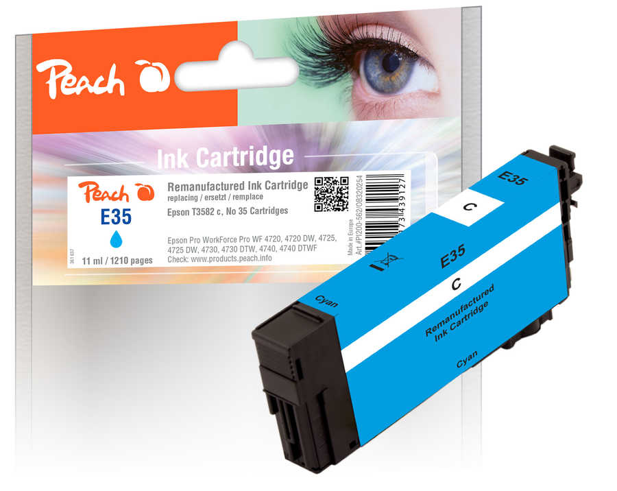 Peach E35 Druckerpatrone cy ersetzt Epson T3582, No. 35 c, C13T35824010 für z.B. Epson WorkForce Pro WF -4720 DWF, Epson