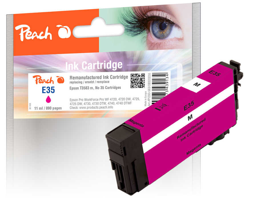 Peach E35 Druckerpatrone ma ersetzt Epson T3583, No. 35 m, C13T35834010 für z.B. Epson WorkForce Pro WF -4720 DWF, Epson