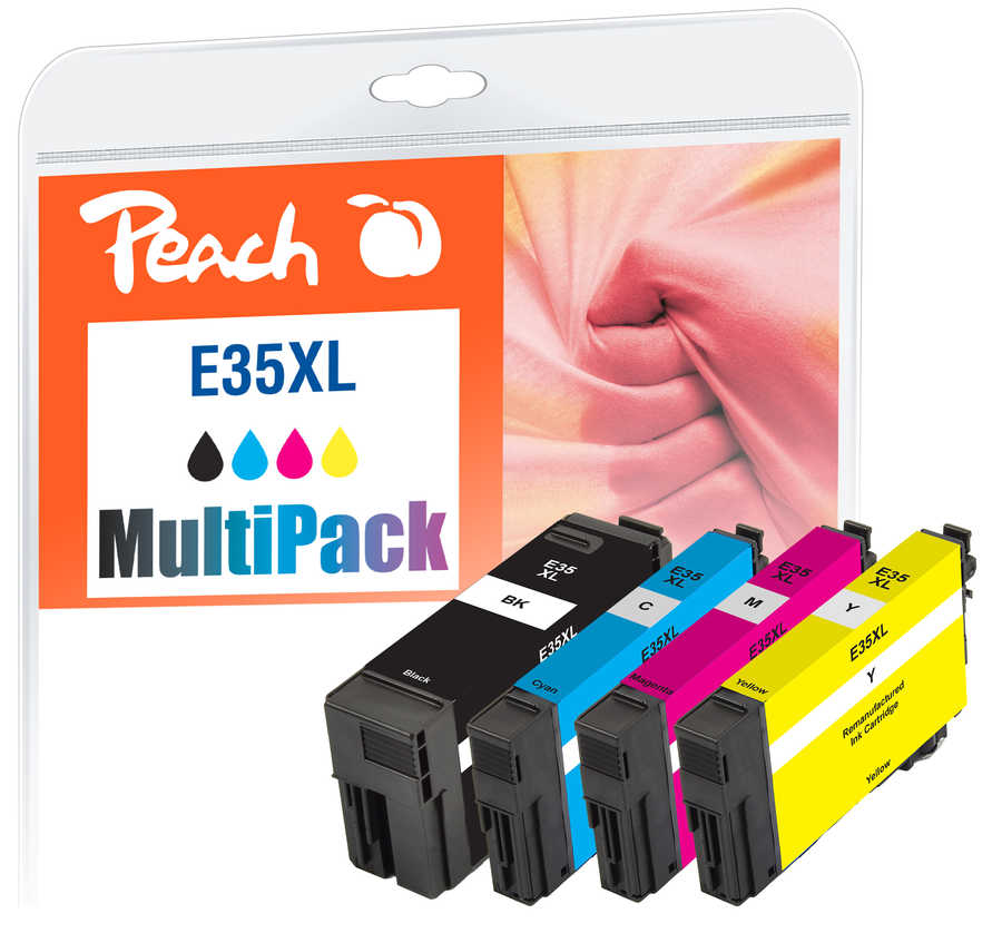 Peach E35 4 Druckerpatronen XL (bk, c/m/y) ersetzt Epson T3596, No. 35XL, C13T35964010 für z.B. Epson WorkForce Pro WF -