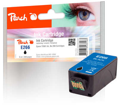 Image of Peach E266BK Druckerpatrone bk ersetzt Epson No. 266BK, C13T26614010 für z.B. Epson WorkForce WF -100 W, Epson WorkForce WF -110 Wbei 3ppp3 Peach online Shop