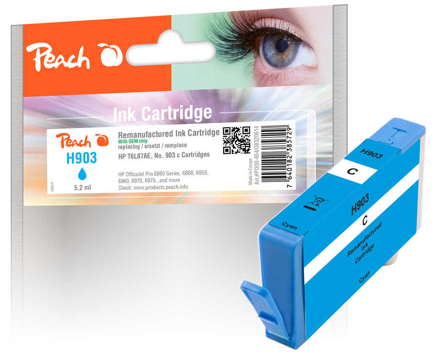 Image of Peach HP 903 c Druckerpatrone cy ersetzt HP No. 903 c, T6L87AE für z.B. HP OfficeJet Pro 6970, HP OfficeJet 6950, HP OfficeJet Pro 6860