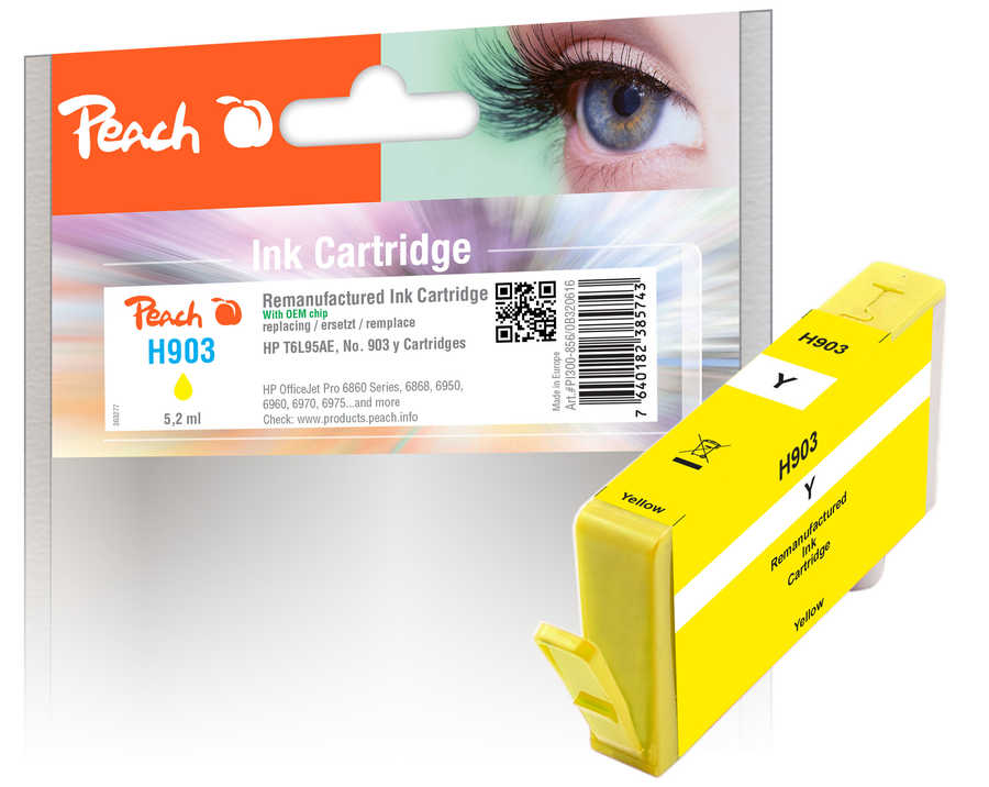Image of Peach HP 903 y Druckerpatrone ye ersetzt HP No. 903 y, T6L95AE für z.B. HP OfficeJet Pro 6970, HP OfficeJet 6950, HP OfficeJet Pro 6860