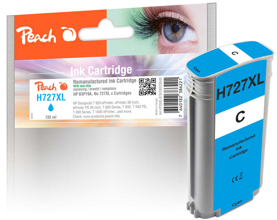 Peach HP 727 c Druckerpatrone cy ersetzt HP No. 727 c, B3P19A für z.B. HP DesignJet T 1500 ePrinter, HP DesignJet T 1500 ePrinter 36 Inch