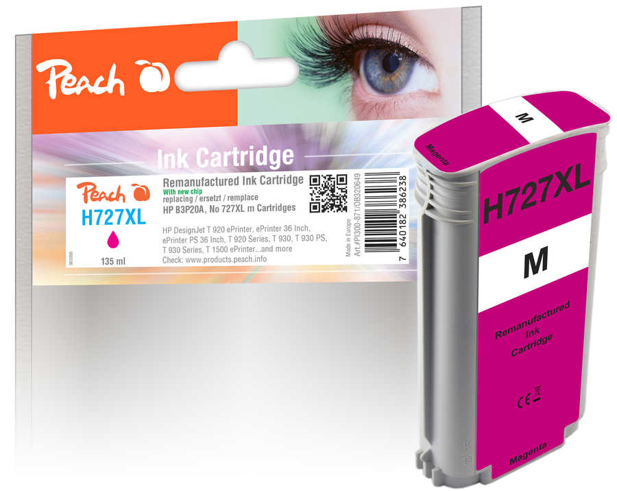 Peach HP 727 m Druckerpatrone ma ersetzt HP No. 727 m, B3P20A für z.B. HP DesignJet T 1500 ePrinter, HP DesignJet T 1500 ePrinter 36 Inch