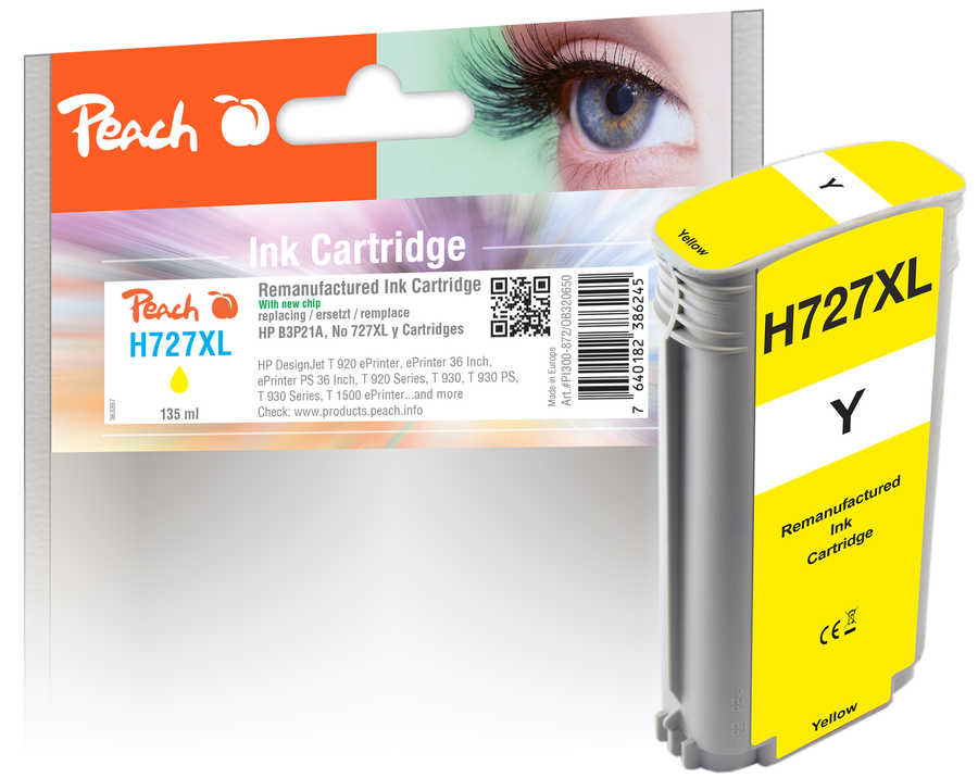 Peach HP 727 y Druckerpatrone ye ersetzt HP No. 727 y, B3P21A für z.B. HP DesignJet T 1500 ePrinter, HP DesignJet T 1500 ePrinter 36 Inch