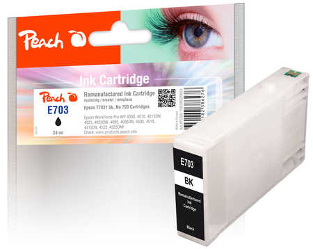 Image of Peach E70 Druckerpatrone bk ersetzt Epson T7031 bk, C13T70314010 für z.B. Epson WorkForce Pro WP -4015 DN, Epson WorkForce Pro WP -4025 DW