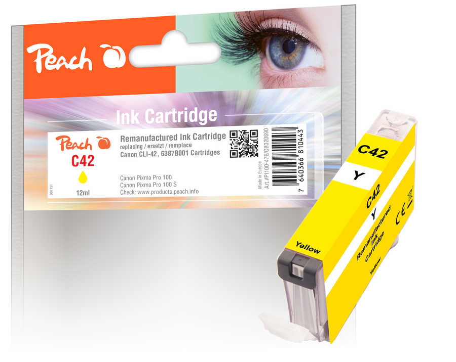 Peach C42 Y Druckerpatrone ye ersetzt Canon CLI-42Y, 6387B001 für z.B. Canon Pixma PRO -100, Canon Pixma PRO -100 S