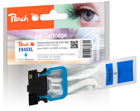 Image of Peach E944/945/946 Druckerpatrone XL cy ersetzt Epson T9452, No. 945XLC, C13T945240 für z.B. Epson WorkForce Pro WFC 5710 DWF