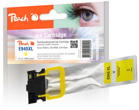 Image of Peach E944/945/946 Druckerpatrone XL ye ersetzt Epson T9454, No. 945XLY, C13T945440 für z.B. Epson WorkForce Pro WFC 5710 DWF