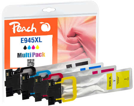 Peach E945 XL 4 Druckerpatronen XL (bk, c/m/y) ersetzt Epson No. 945XL, T9451, T9452, T9453, T9454 für z.B. Epson WorkFo